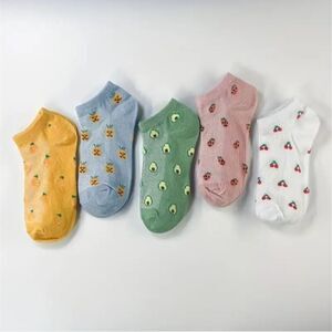 Fun fruit pattern, thin ankles, socks bundle avocado, lemon pineapple ch…
